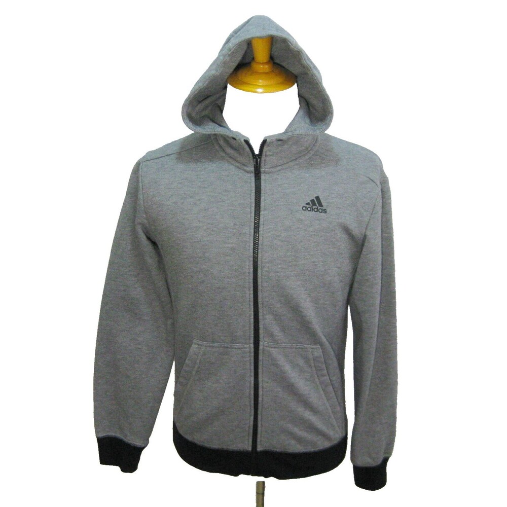 ADIDAS Men's (Size Medium) Gray Full Zip Hoodie Hooded Sweatshirt Pockets Logo